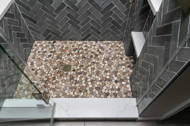 Pebble shower floor
